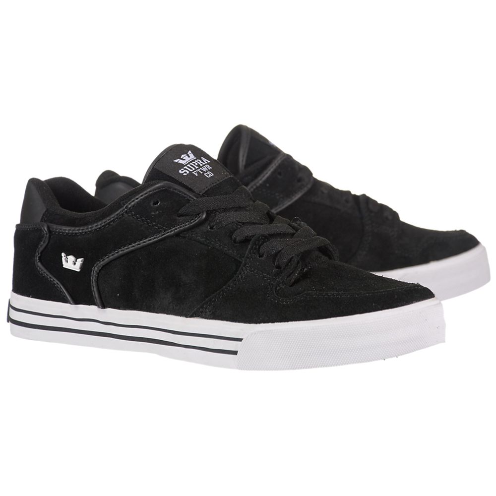 Baskets Basses Supra Vaider Low Noir Black Suede/White Homme | EHX-64202159